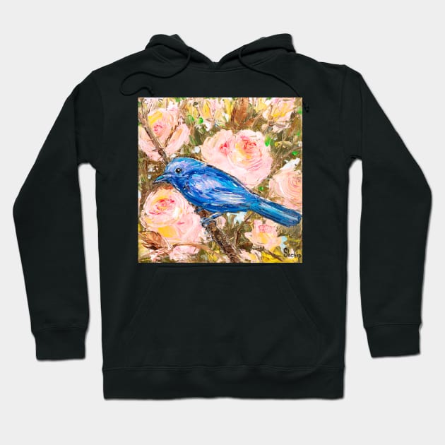 Indigo Bunting. American Songbird Hoodie by NataliaShchip